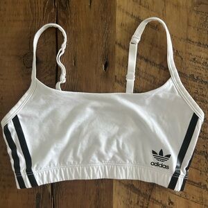 Adidas White Sports Bra with Black Stripes